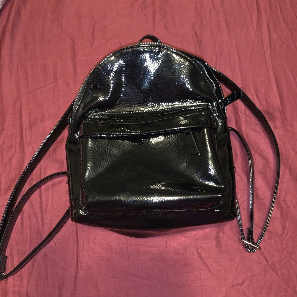 Black patent cute backpack